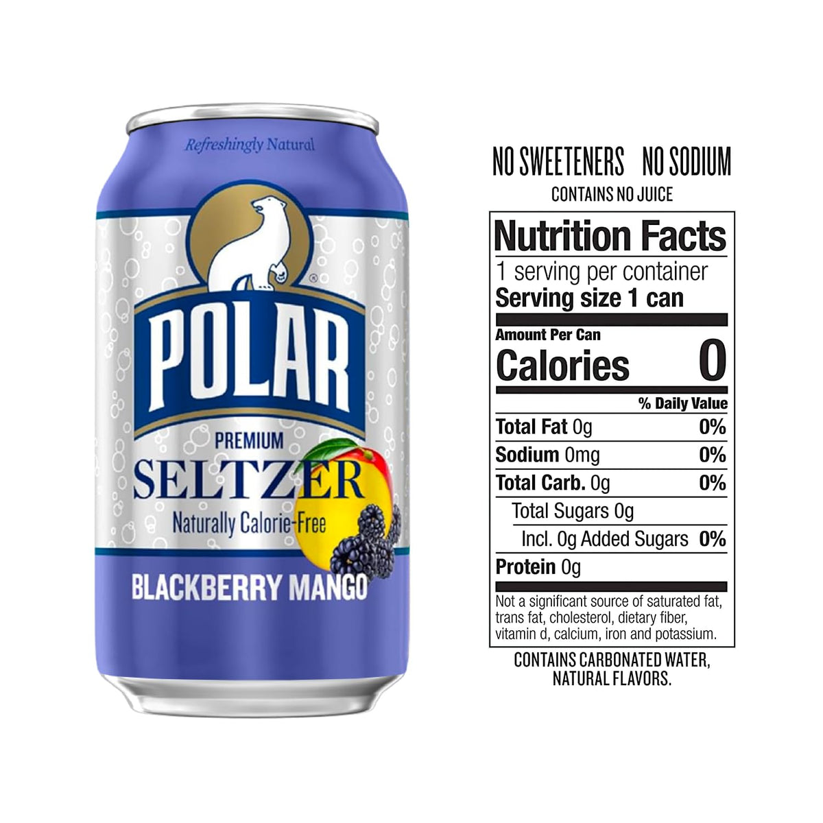 Polar Seltzer Water, Blackberry Mango, 12 fl oz cans, 12 pack