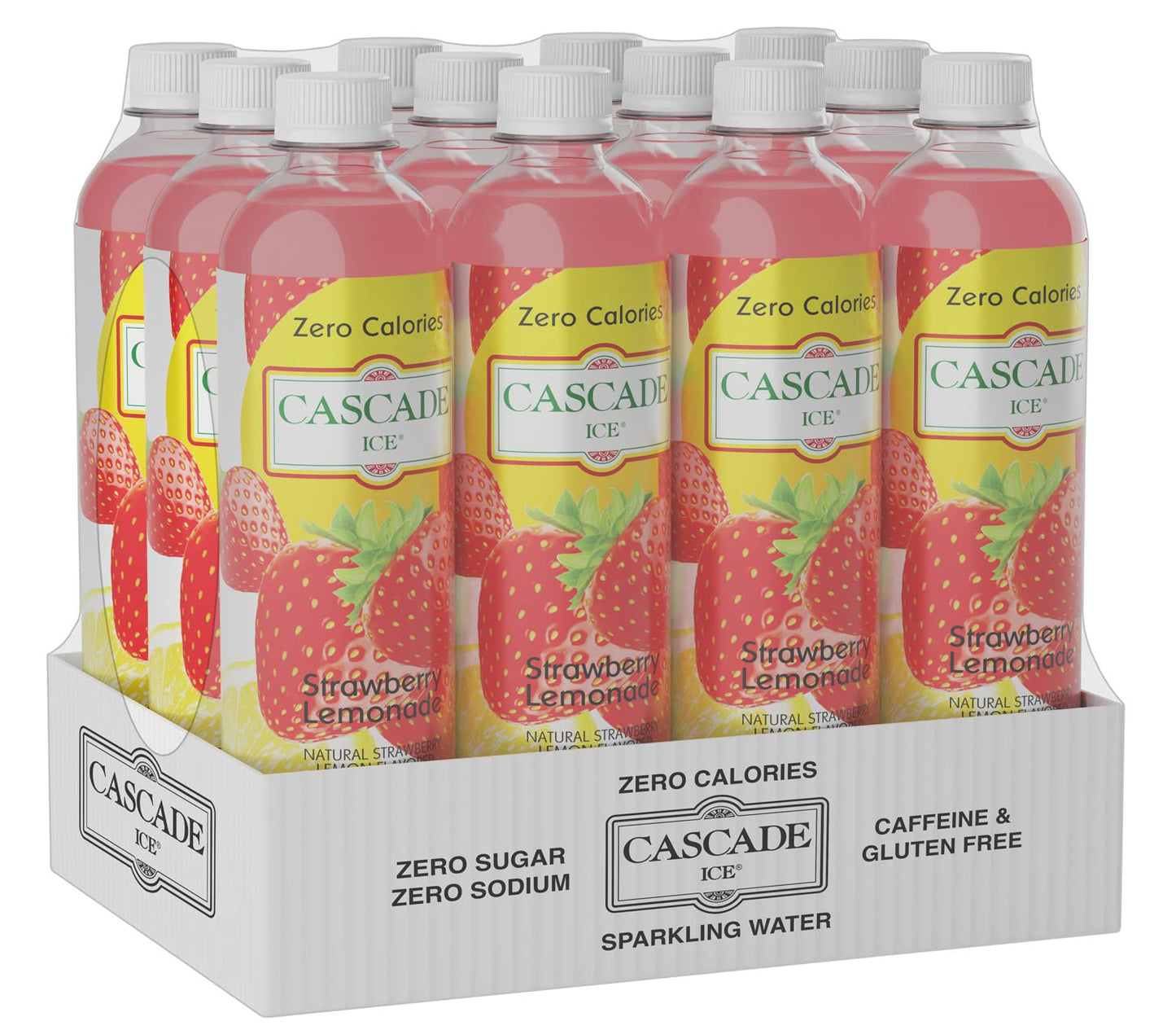 Cascade Ice Sparkling Water, Strawberry Lemonade, 17.2 Ounce (Pack of 12)