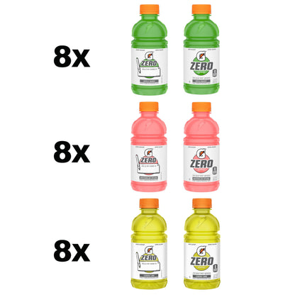 Gatorade Zero Kids Variety Pack, (Apple, Watermelon, Lemon Lime), 12 Fl Oz (Pack of 24)