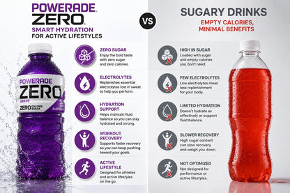 Powerade Zero Variety Pack (9 Bottles, 28 oz Each) – Zero Sugar Electrolyte Sports Drink Bundle with Grape, Fruit Punch, Mixed Berry, Strawberry Smash & Orange