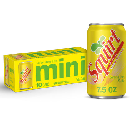 Squirt Soda, 7.5 Fl oz Mini Cans, 10 Pack
