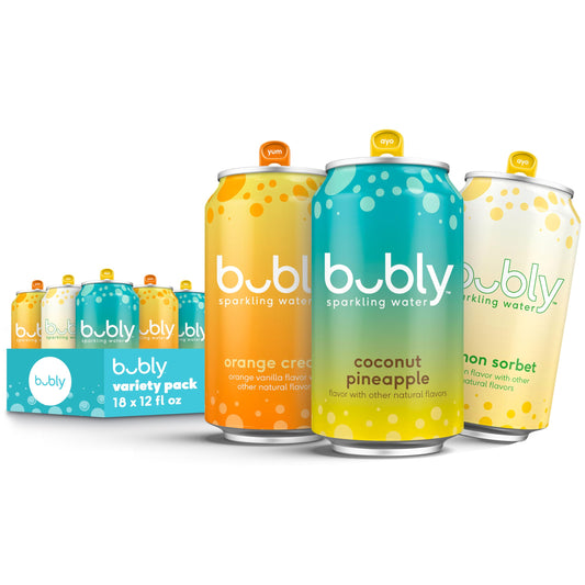 bubly Sparkling Water, Citrus Variety Pack, Zero Sugar & Zero Calories, Seltzer Water, 12 Fl Oz Cans (Pack of 18)