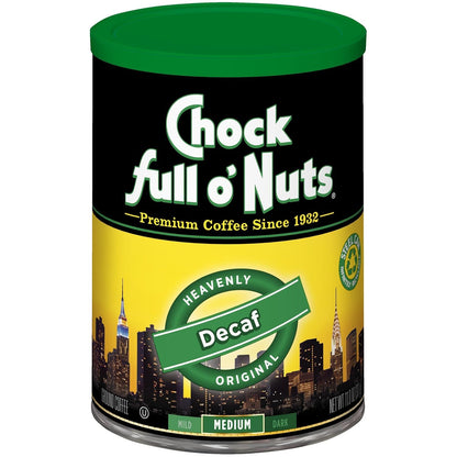 Chock Full o' Nuts Ground Coffee - Heavenly Original Half Caffeine, 24 oz