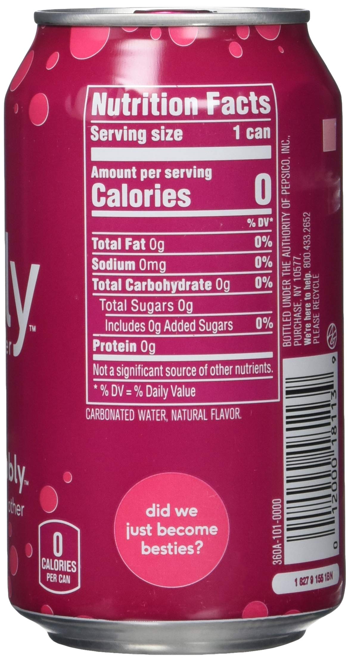 Bubly Sparkling Water, Raspberry, 12 Ounce