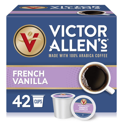 Victor Allen's Coffee French Vanilla Flavored Coffee, Medium Roast, 42 Count, Single Serve Coffee Pods for Keurig K-Cup Brewers