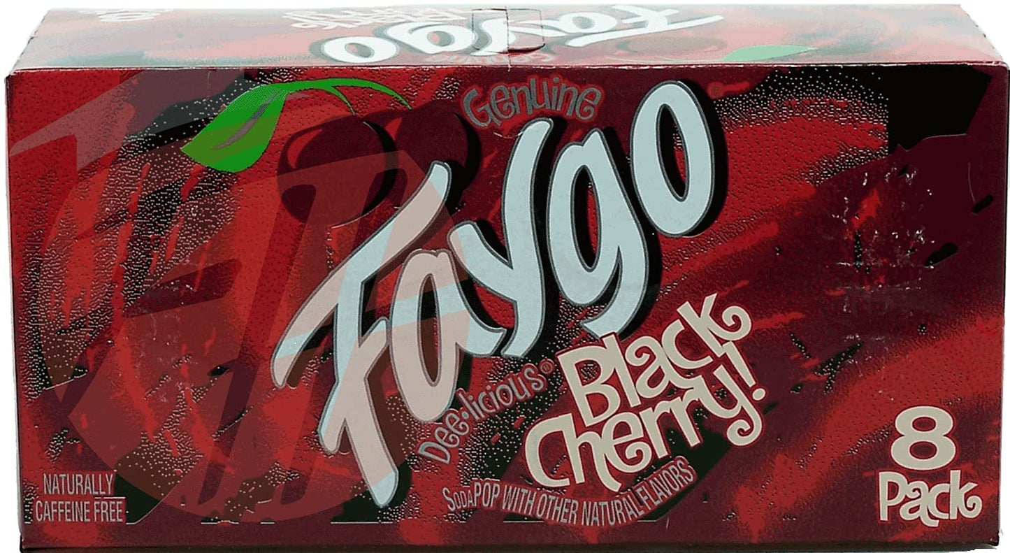 Faygo Black Cherry! flavored soda pop. 8-pack 12-fl. oz. cans in box (1)