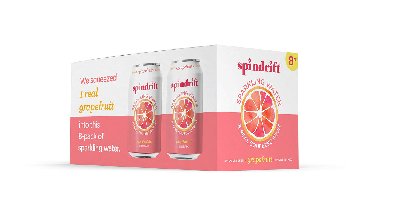 Spindrift Grapefruit Sparkling Water, 12 Fl. Oz. Cans, 8 Count (Pack of 3)