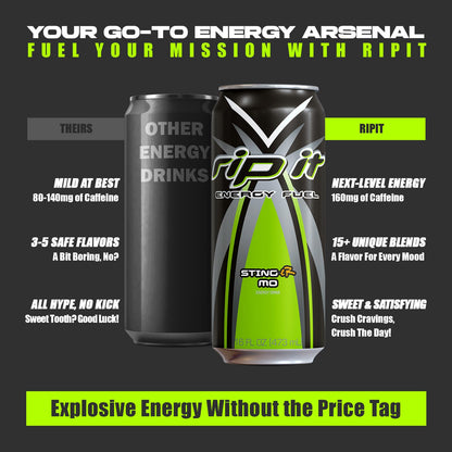 Rip It Energy Drink | G-Force | Grape Flavor | 12-Pack (16oz Cans) | 160mg Caffeine | Smooth Finish | Ignite Focus | Hardcore Energy That Rips!