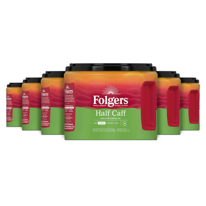 Folgers Half Caff Medium Roast Coffee, 22.6 Oz. Canister (Pack of 6)