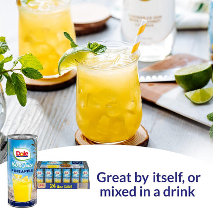 Dole 100% Pineapple Juice, 8.0 Fl Oz, Pack of 24