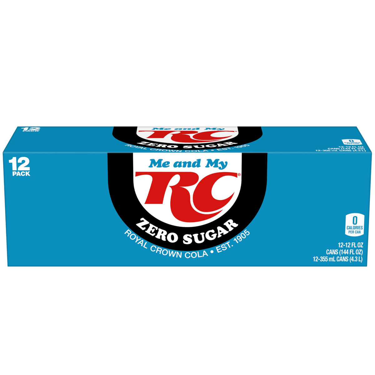 RC Cola Zero Sugar Soda, 12 fl oz cans, 12 pack