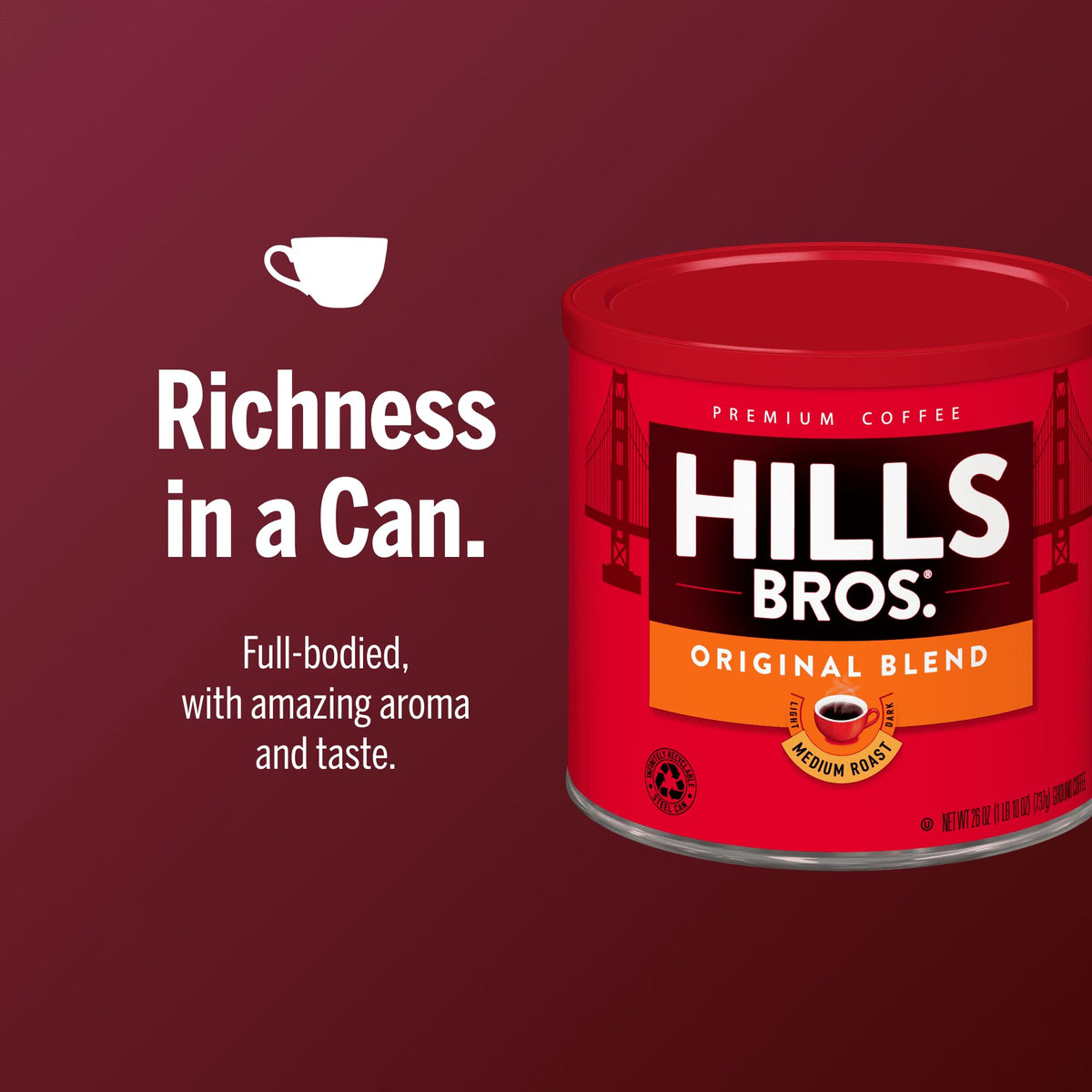 Hills Bros. Ground Coffee - High Yield, 30.5 oz Can