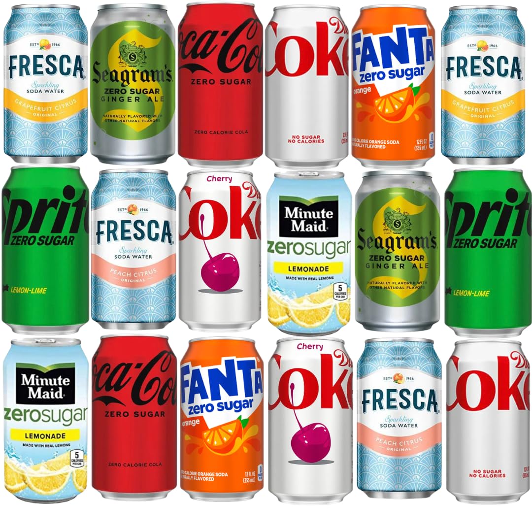 Zero Sugar & Diet Soda Variety Pack 18PK – 9 Flavor Mix Including Coca-Cola Zero, Diet Coke, Sprite Zero, Fanta Orange Zero, Fresca & More – 12 oz Cans Beverage Sampler for Parties, Office, Home & Events