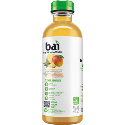 Bai Antioxidant Infused Water Beverage, Pilavo Pineapple Mango, with Vitamin C and No Artificial Sweeteners, 18 Fluid Ounce Bottle, 12 Pack