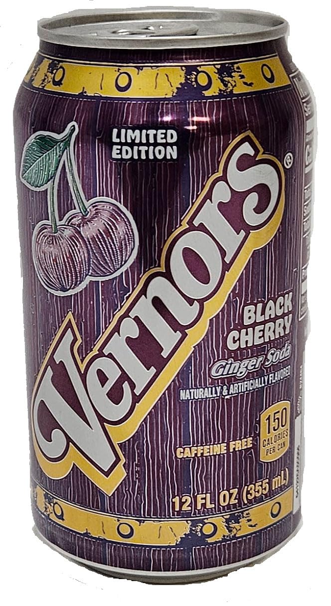 Vernors ginger ale (soda) Black Cherry flavored soda pop, 12-fluid ounce cans, 12-count fridge pack