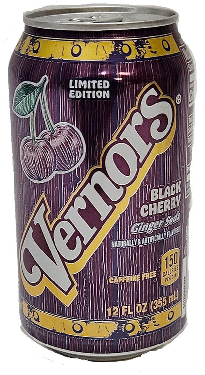 Vernors ginger ale (soda) Black Cherry flavored soda pop, 12-fluid ounce cans, 12-count fridge pack