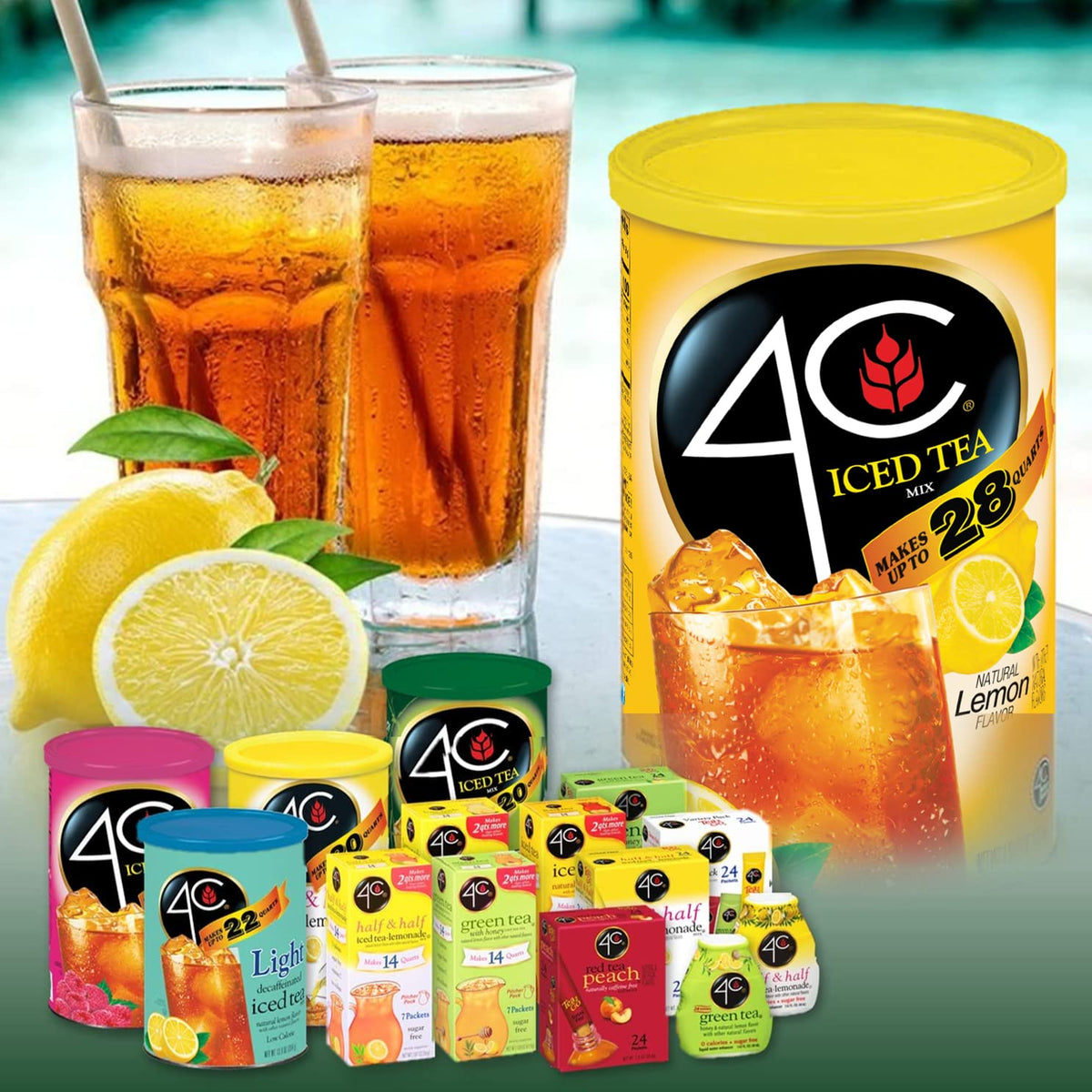 4C Powder Drink Mix Packets, Green Tea, 24 Count, Singles Stix On the Go, Refreshing Sugar Free Water Flavorings (Green Tea, 24 Count (Pack of 6))