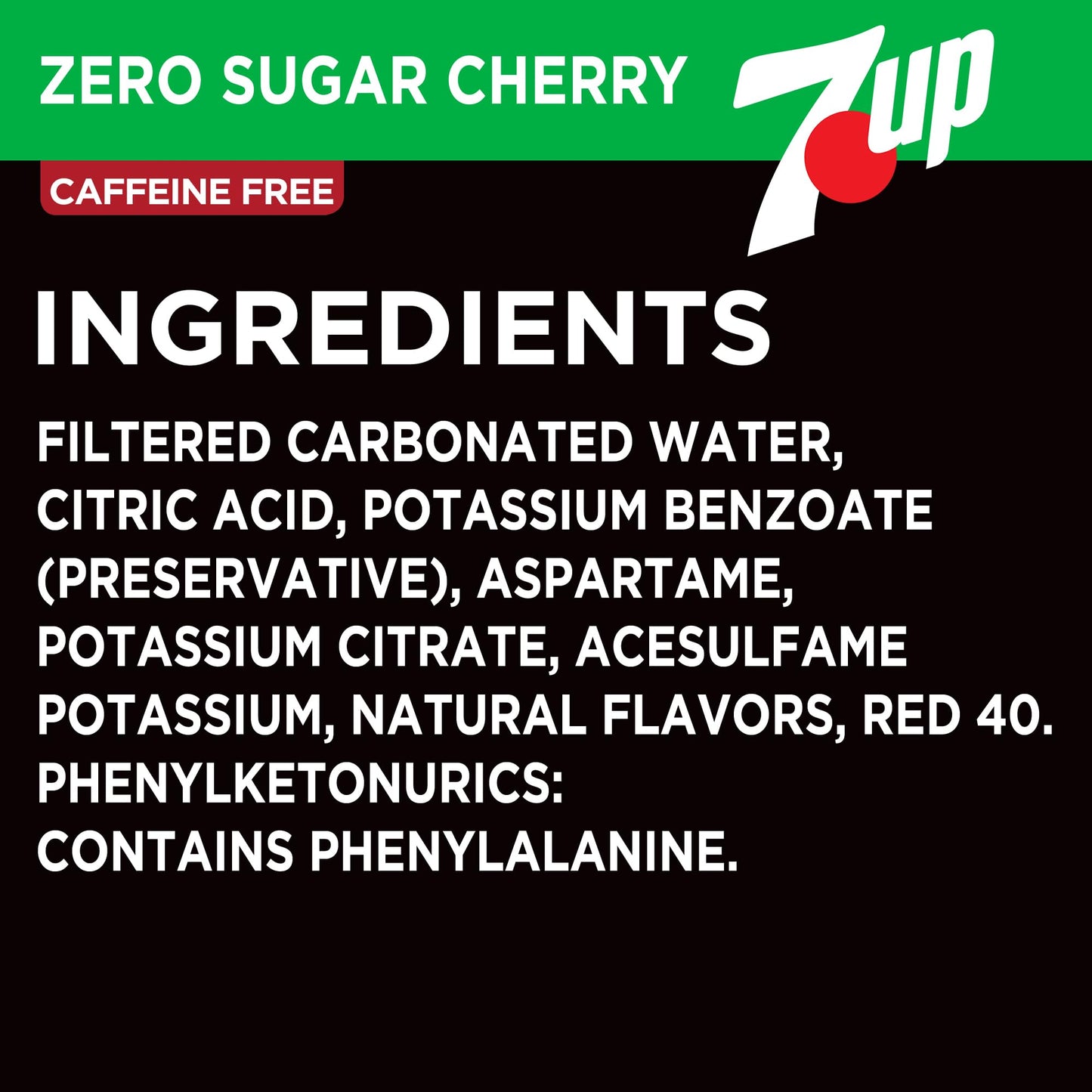7UP Cherry Zero Sugar Soda, 12 fl oz cans, 12 pack