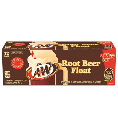A&W Root Beer Float Soda, 12 fl oz cans, 12 pack