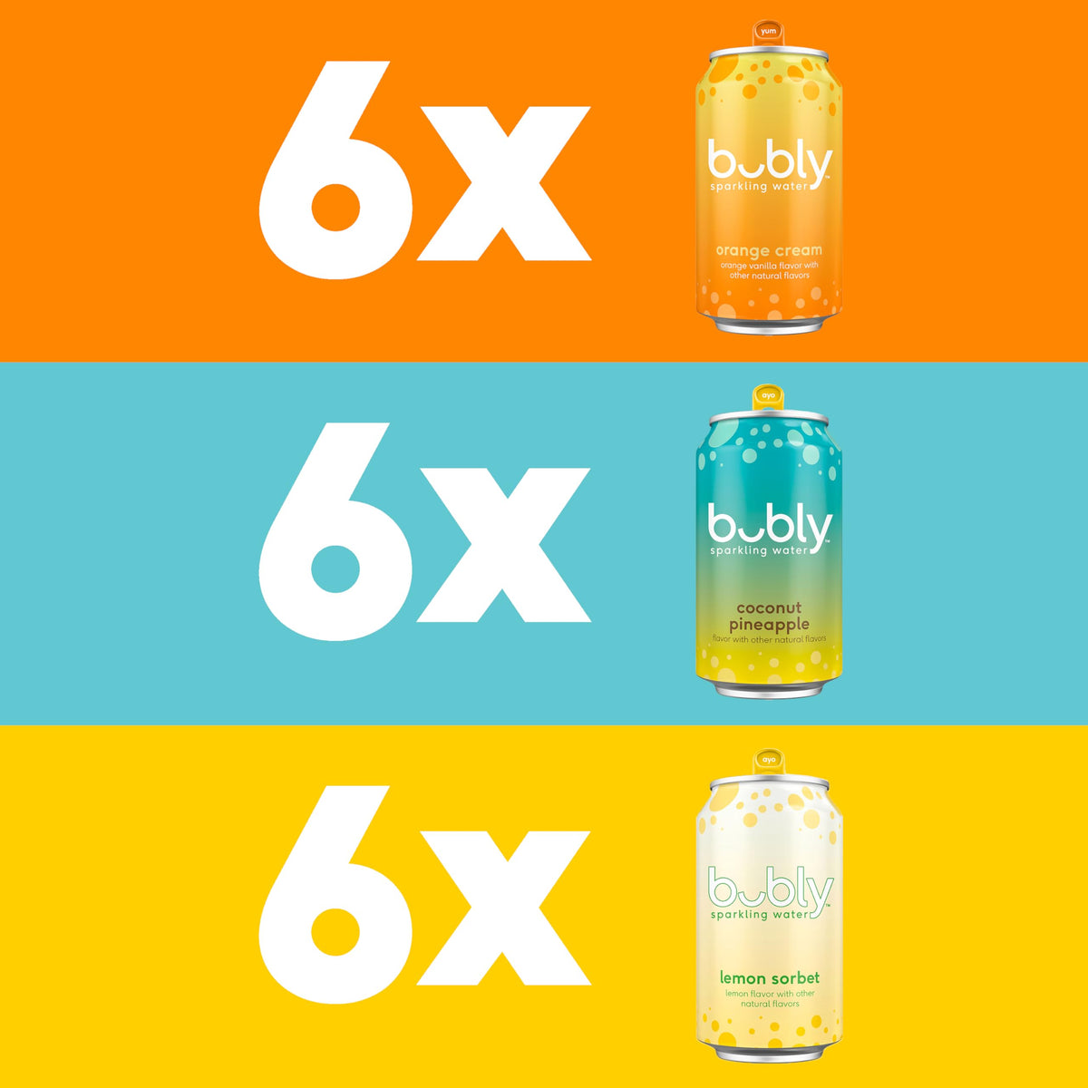 bubly Sparkling Water, Citrus Variety Pack, Zero Sugar & Zero Calories, Seltzer Water, 12 Fl Oz Cans (Pack of 18)