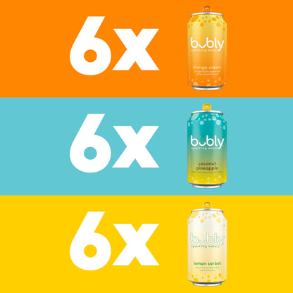 bubly Sparkling Water, Citrus Variety Pack, Zero Sugar & Zero Calories, Seltzer Water, 12 Fl Oz Cans (Pack of 18)