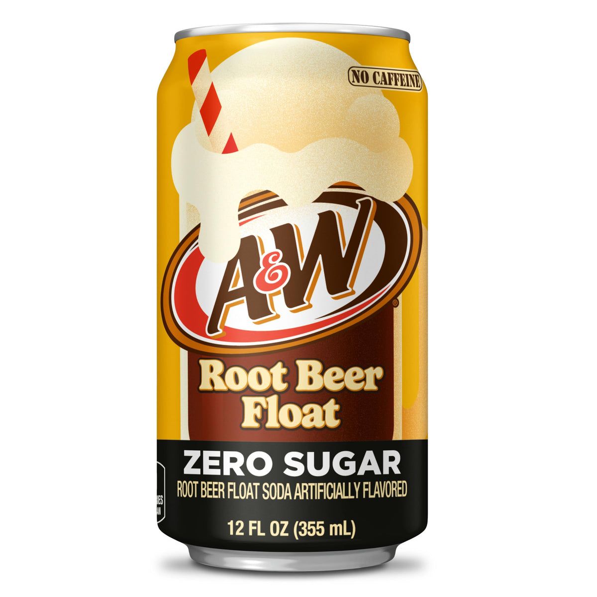 A&W Root Beer Float Zero Sugar Soda, 12 fl oz cans, 12 pack