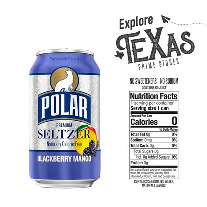 Polar Seltzer 20 Pack of Blackberry Mango Premium Sparkling Water 12 fl oz Aluminum Can