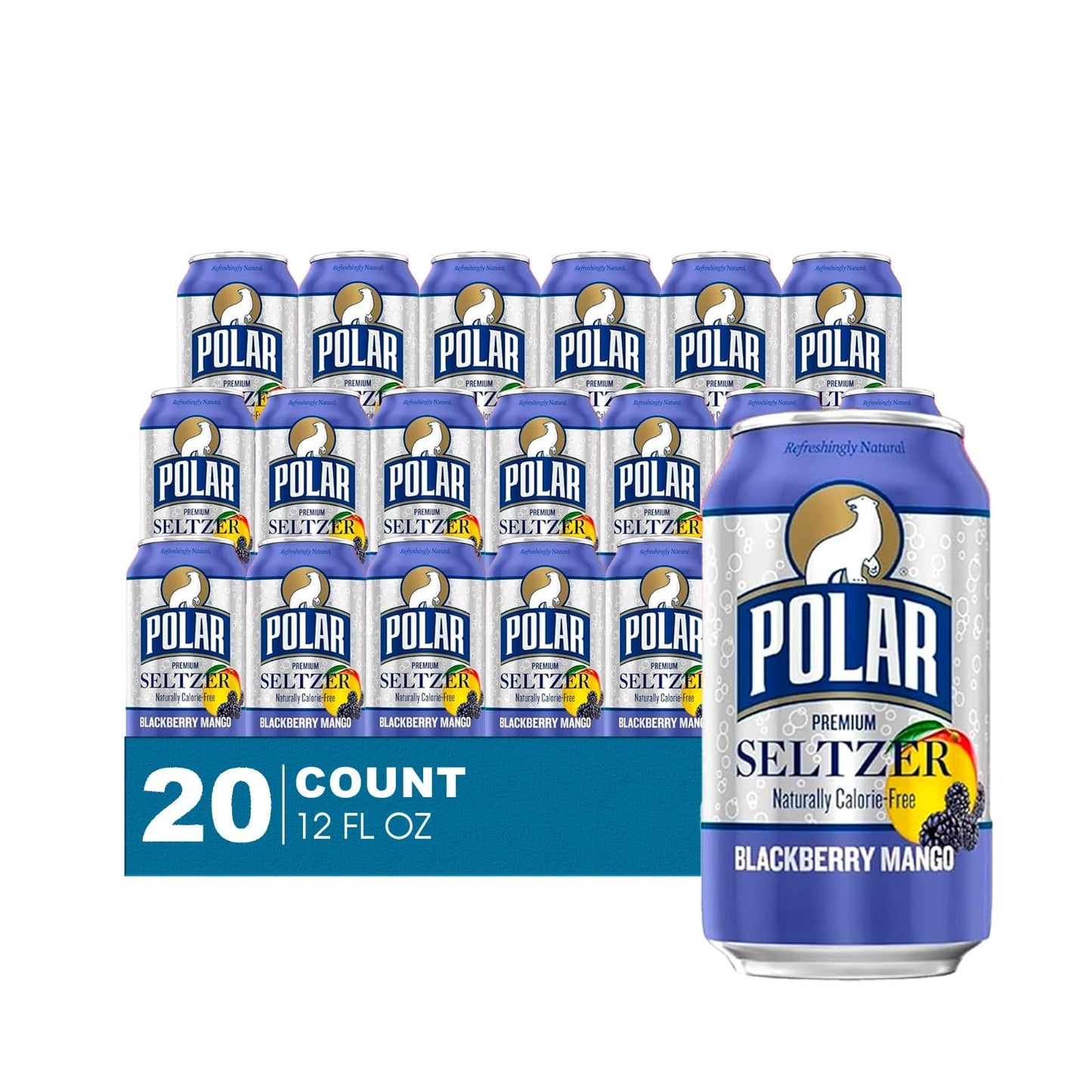 Polar Seltzer 20 Pack of Blackberry Mango Premium Sparkling Water 12 fl oz Aluminum Can