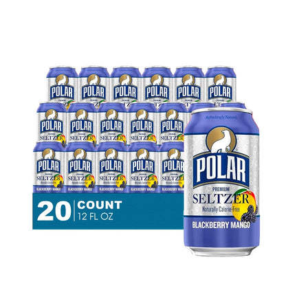 Polar Seltzer 20 Pack of Blackberry Mango Premium Sparkling Water 12 fl oz Aluminum Can