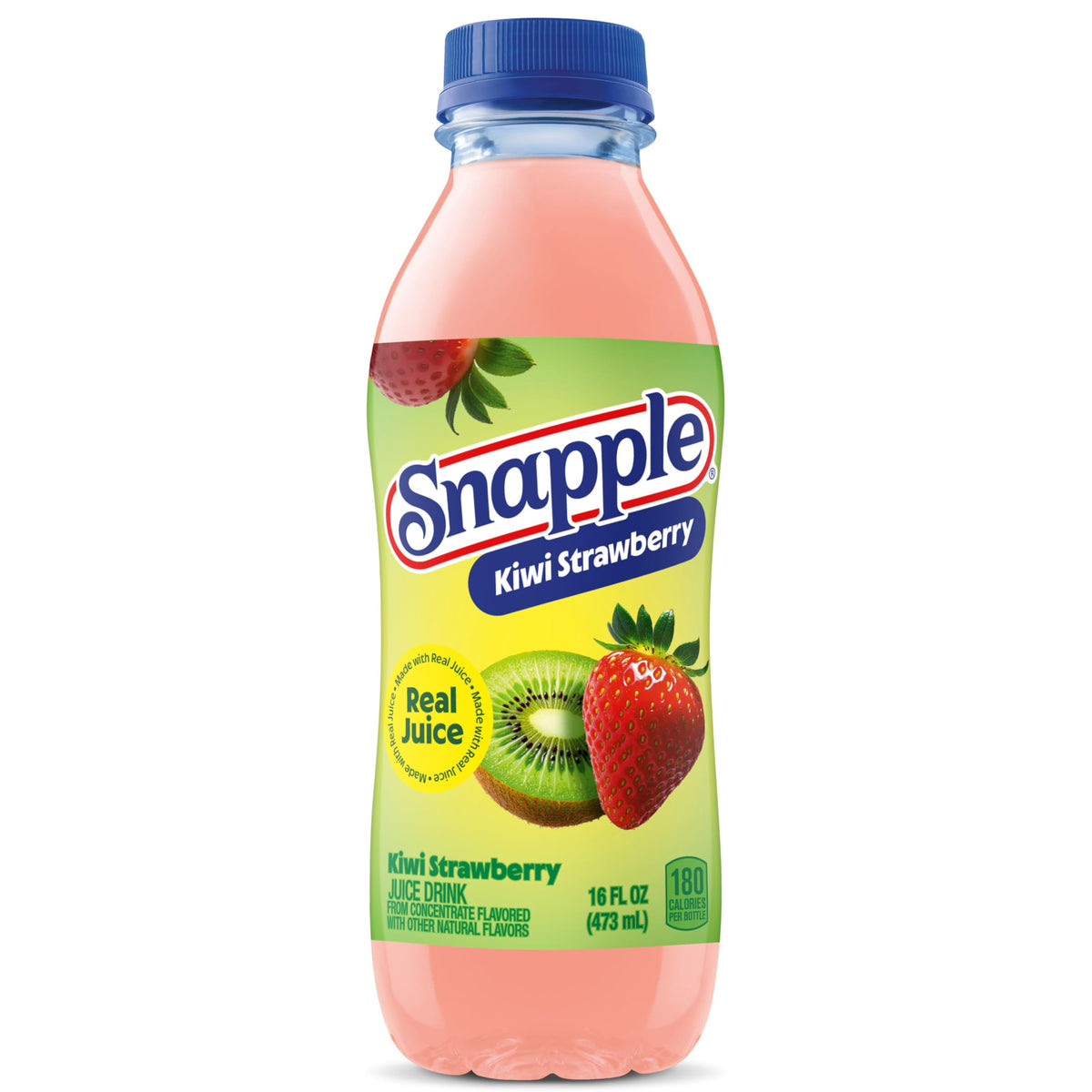 Snapple Kiwi Strawberry Juice Drink, 16 Fl Oz Recycled Plastic Bottle, Pack Of 12, All Natural, No Artificial Flavors Or Sweeteners, Contains 3% Real Juice