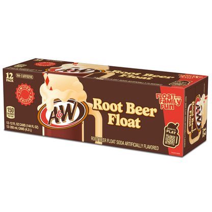 A&W Root Beer Float Soda, 12 fl oz cans, 12 pack