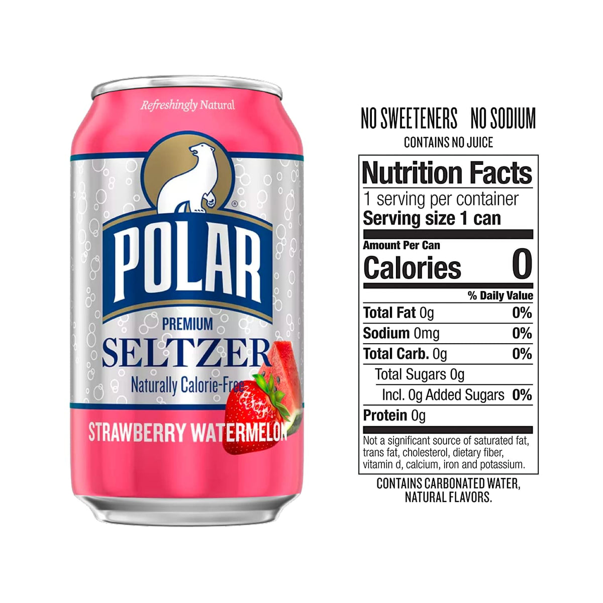 Polar Seltzer Water, Strawberry Watermelon, 12 fl oz cans, 12 pack