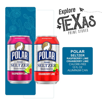 Polar Seltzer Combo Pack of 8 Raspberry + 8 Cranberry Premium Sparkling Water 12 fl oz Can