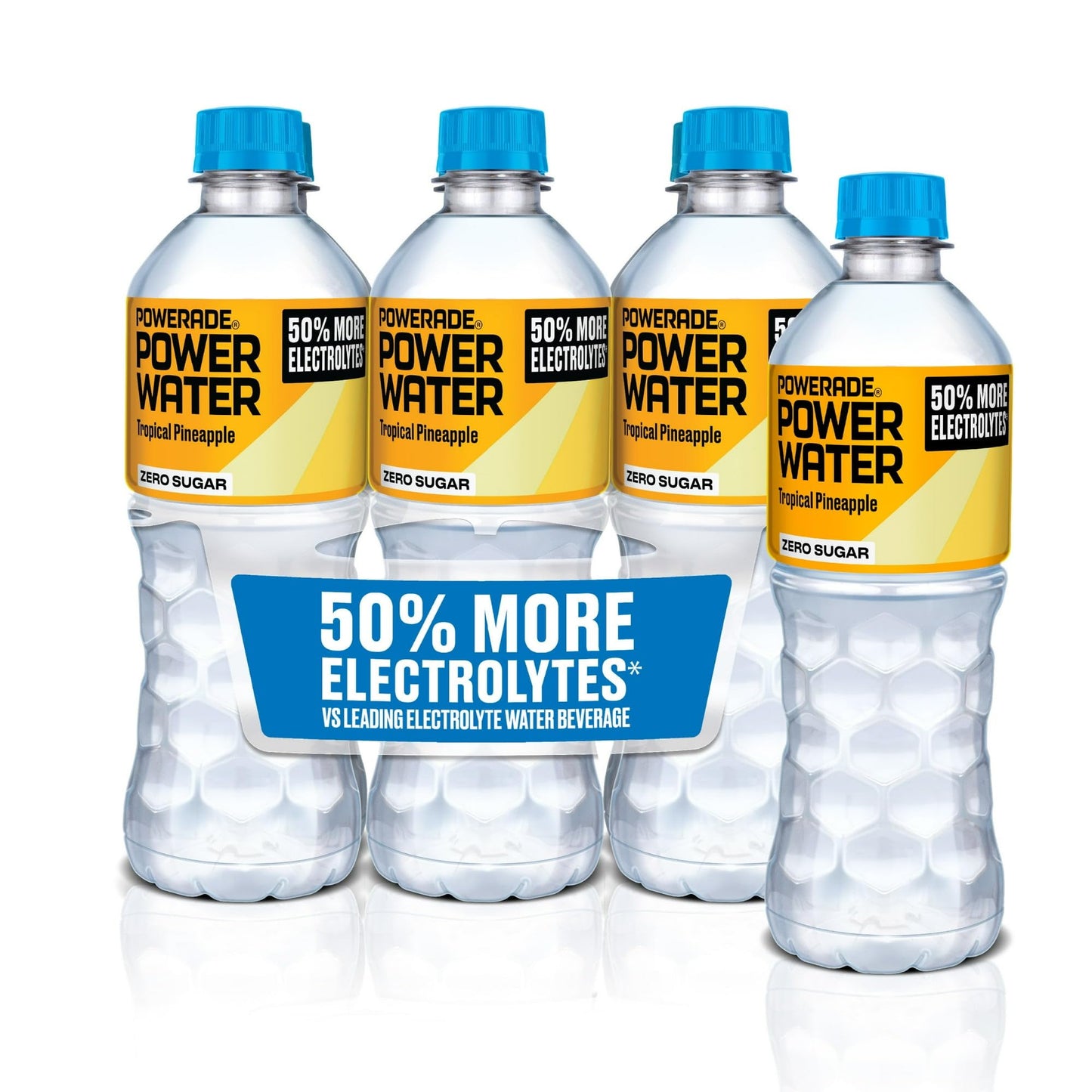Powerade Power Water Zero Sugar Tropical Pineapple, 16.9 oz Bottles, 24 pack