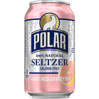 Polar Beverages Seltzer Water Ruby Red Grapefruit, 12 fl oz cans, 12 pack