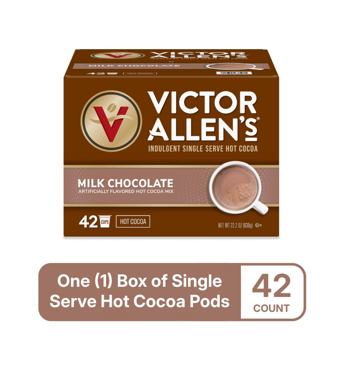 Victor Allen's Milk Chocolate Flavored Hot Cocoa Mix, 42 Count, Single Serve K-Cup Pods for Keurig K-Cup Brewers