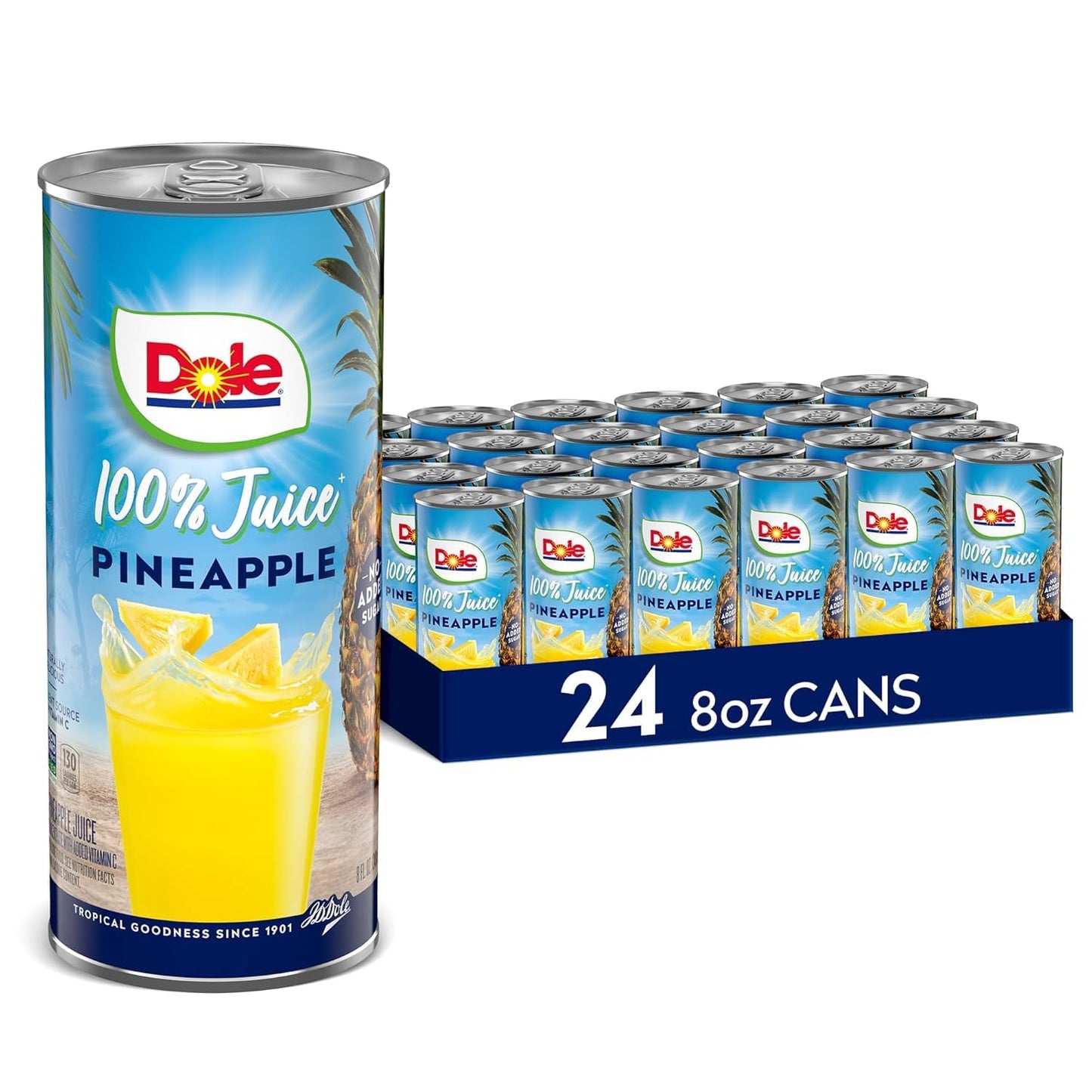 Dole 100% Pineapple Juice, 8.0 Fl Oz, Pack of 24