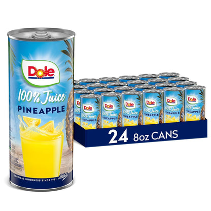 Dole 100% Pineapple Juice, 8.0 Fl Oz, Pack of 24