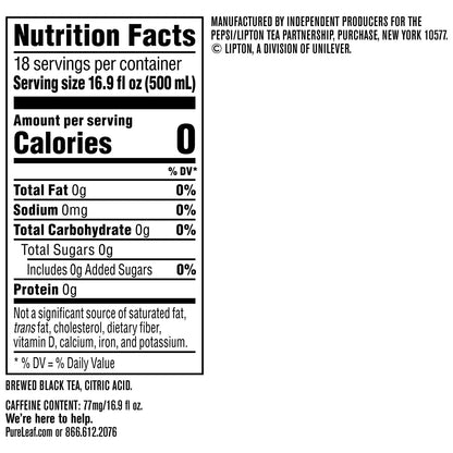 Pure Leaf Unsweetened Iced Real Brewed Tea - Never From Powder - By Gourmet Kitchn - 3 Boxes (16.9oz - 18 pk per Box), Total 54 Bottles 3 Pack (54 Bottles)