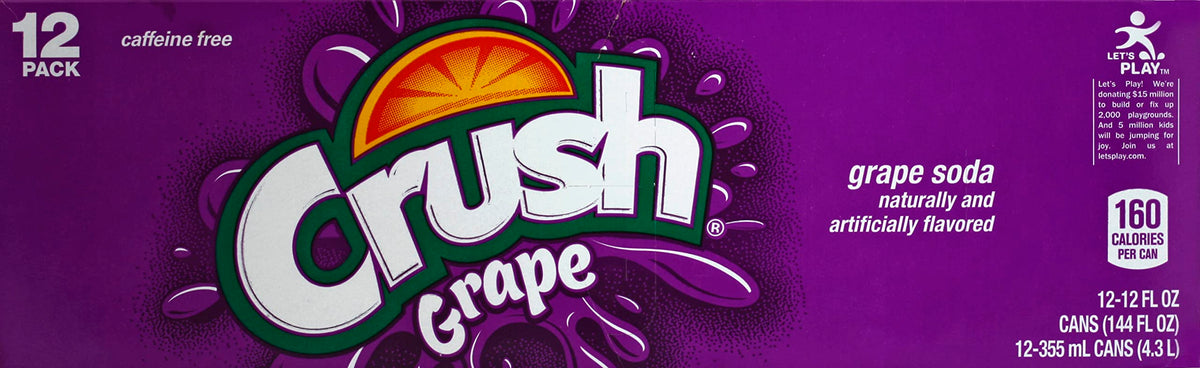 Crush Grape Soda, 12 Fl Oz Cans (Pack of 18, Total of 216 Fl Oz)