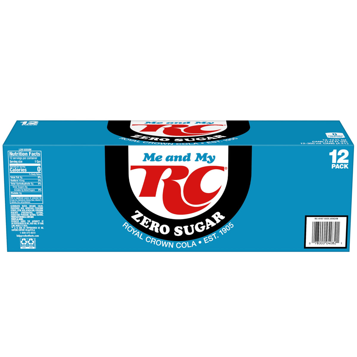 RC Cola Zero Sugar Soda, 12 fl oz cans, 12 pack