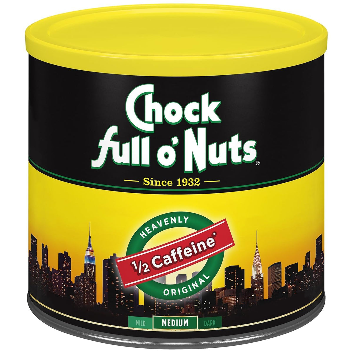 Chock Full o' Nuts Ground Coffee - Heavenly Original Half Caffeine, 24 oz