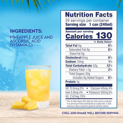 Dole 100% Pineapple Juice, 8.0 Fl Oz, Pack of 24