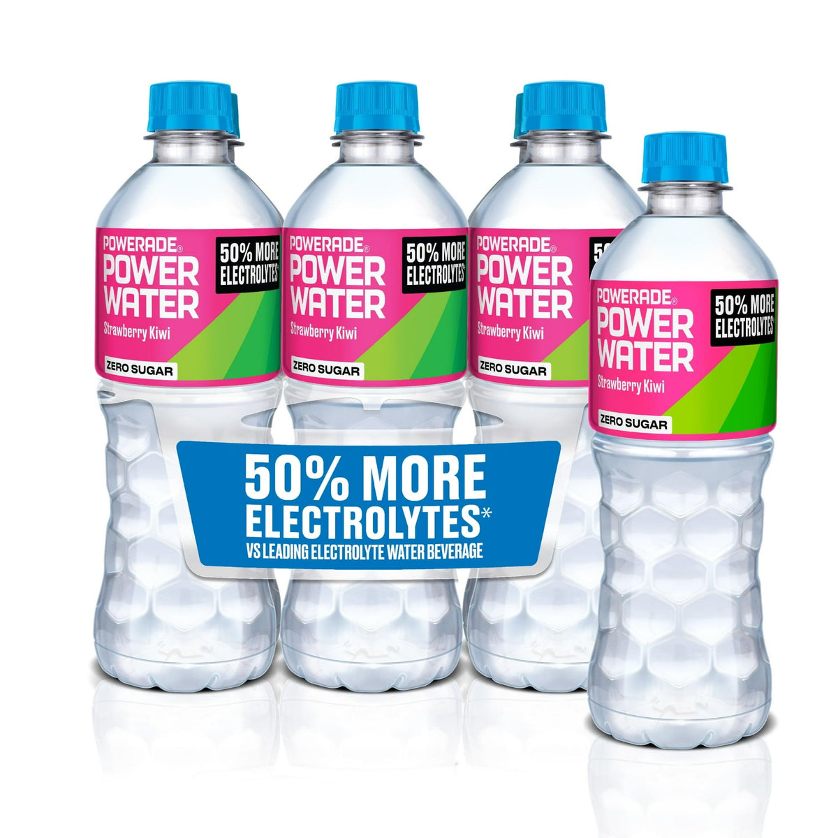 Powerade Power Water Zero Sugar, Strawberry Kiwi, 16.9 oz Bottles, 24 Pack