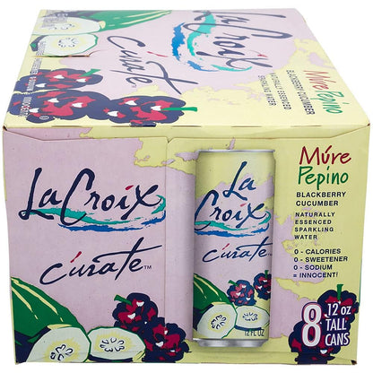 LaCroix (8 Pack) Cúrate Múre Pepino Sparkling Water, Blackberry Cucumber, 12oz Slim Cans, Naturally Essenced, 0 Calories, 0 Sweeteners, 0 Sodium, 12 Fl Oz (Pack of 8)