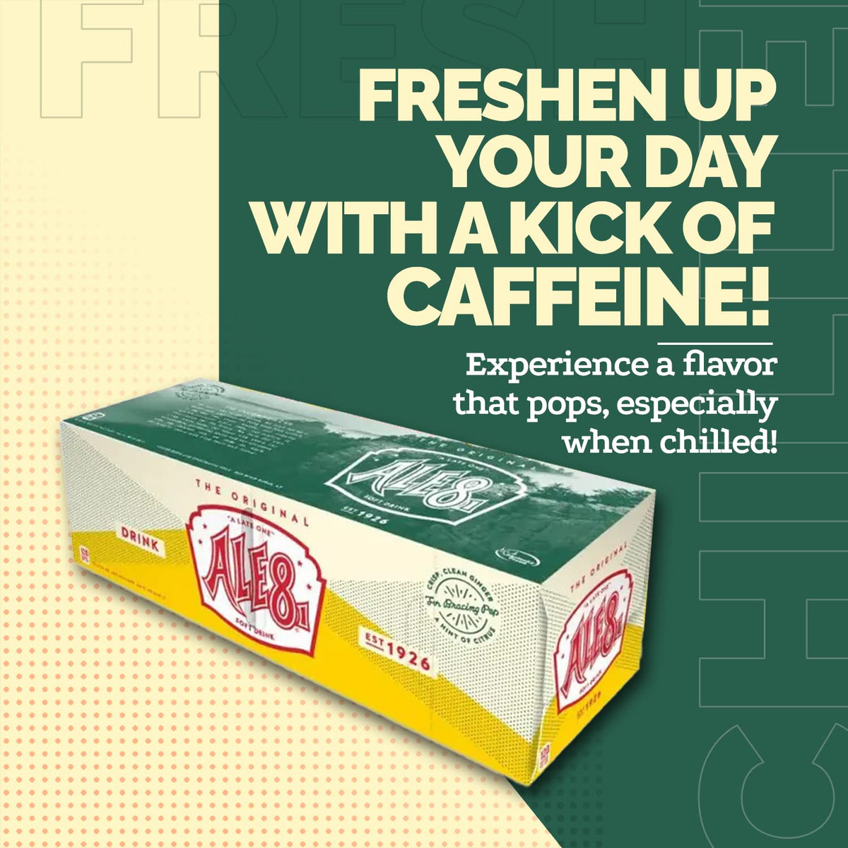 Ale 8 One Ginger Ale Soda with a Caffeine Kick & Hint of Citrus - The Original Flavor - 12 Pack, Case of 12 Oz Cans - Ginger Soft Drink, Pack of 12