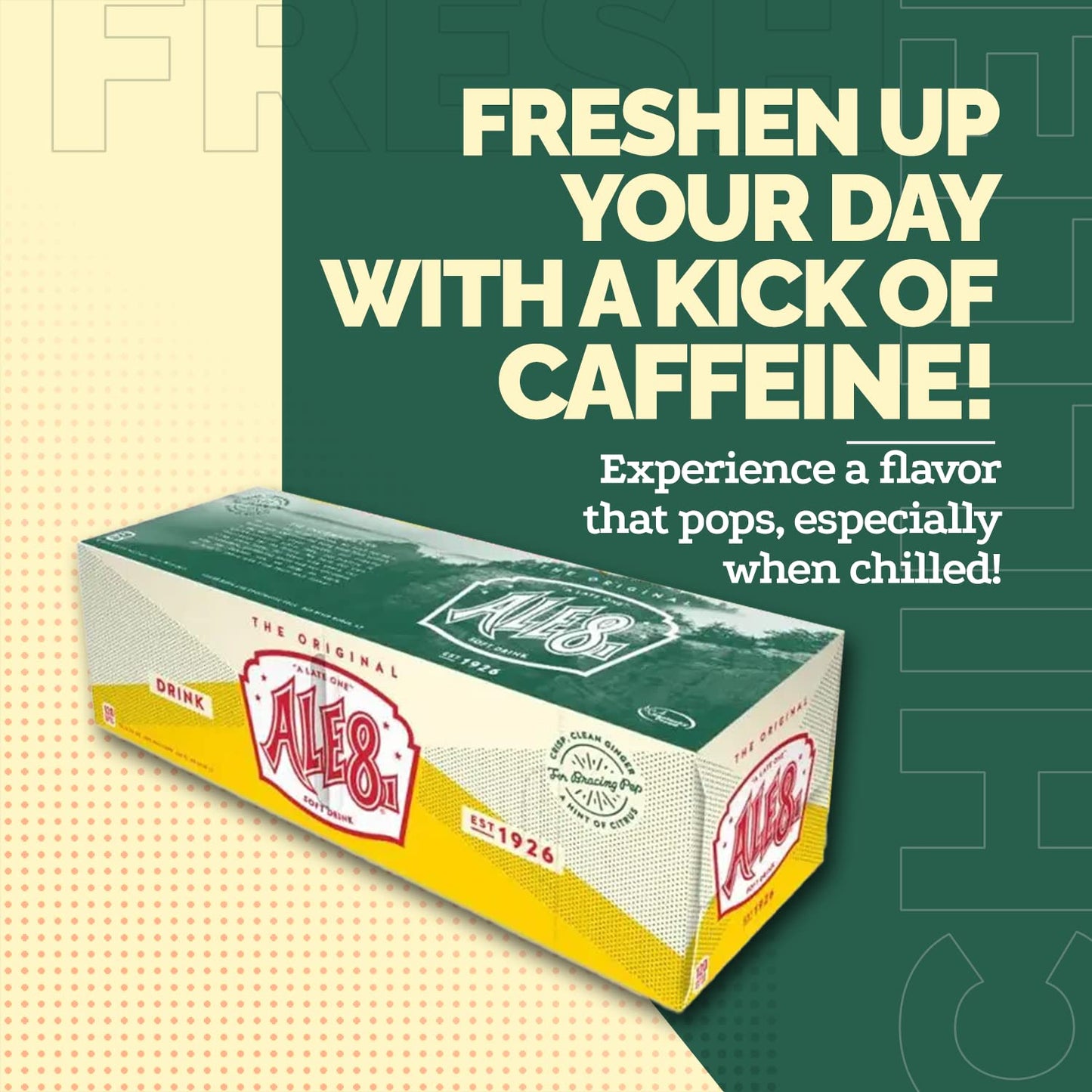 Ale 8 One Ginger Ale Soda with a Caffeine Kick & Hint of Citrus - The Original Flavor - 12 Pack, Case of 12 Oz Cans - Ginger Soft Drink, Pack of 12