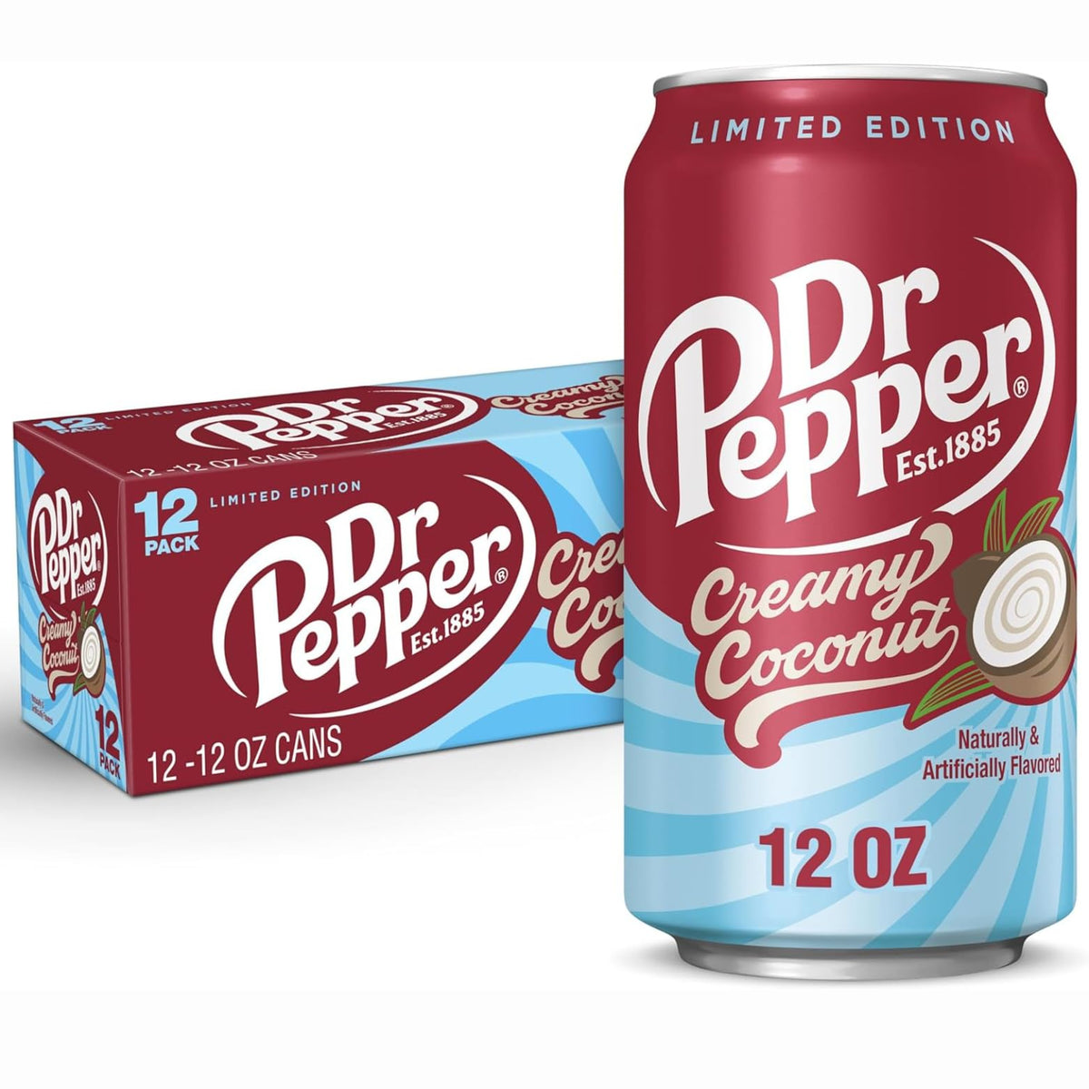 Louisiana Pantry Dr. Pepper Creamy Coconut 12 Ounce Cans or 20 Ounce Bottles (12 Pack 12oz, Dr. Pepper Creamy Coconut)