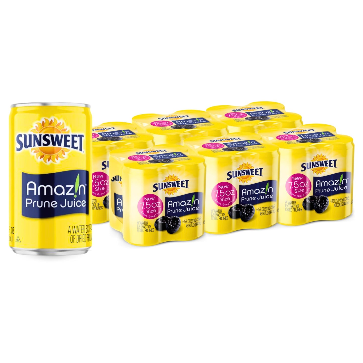 Sunsweet Amazin Prune Juice - Unsweetened Juice Cans - 6x4 Pack, 7.5oz