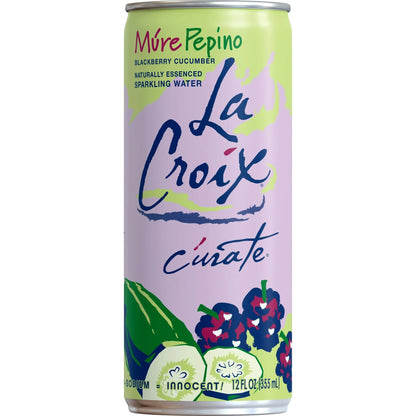 LaCroix (8 Pack) Cúrate Múre Pepino Sparkling Water, Blackberry Cucumber, 12oz Slim Cans, Naturally Essenced, 0 Calories, 0 Sweeteners, 0 Sodium, 12 Fl Oz (Pack of 8)